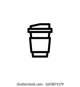 Paper cup coffee icon. Line design template. Vector illustration