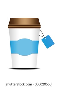 A paper cup of coffee with label