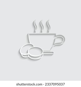 paper cup of coffee with macaron icon vector macaroons sign 