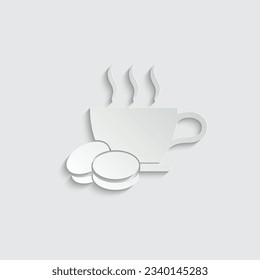 paper cup of coffee with macaron icon vector macaroons sign 