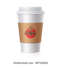 Paper cup for coffee. Realistic vector illustration