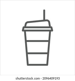 Icono de línea simple del café de la copa de papel