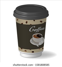 Paper cup with coffee. Vector illustration.