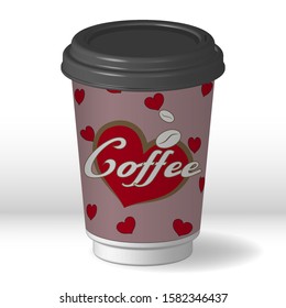 Paper cup with coffee. Vector illustration.