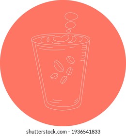 A paper cup of coffee. Vector illustration in doodle style. A quick and healthy breakfast. Illustration for an advertising banner or coffee shop.