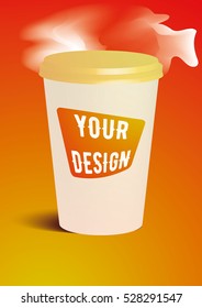 A paper Cup of coffee for your design. Yellow background
