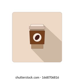 

Paper cup with coffee.Coffee mug. Freshly brewed hot coffee. Fragrant latte in a glass. Vector logo for menu signboards and business cards of cafes and restaurants