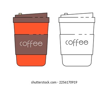 Paper cup. Cups for hot coffee and tea. Container drink for cafe, coffee or tea hot illustration. Vector EPS110