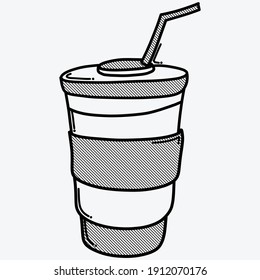 Paper cup doodle vector icon. Drawing sketch illustration hand drawn line.
