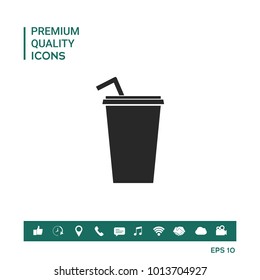 Paper cup with drinking straw icon