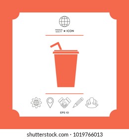 Paper cup with drinking straw icon