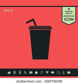 Paper cup with drinking straw icon