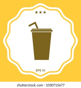 Paper cup with drinking straw icon