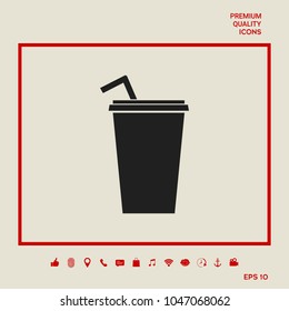 Paper cup with drinking straw icon