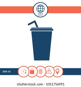 Paper cup with drinking straw icon