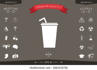 Paper cup with drinking straw icon