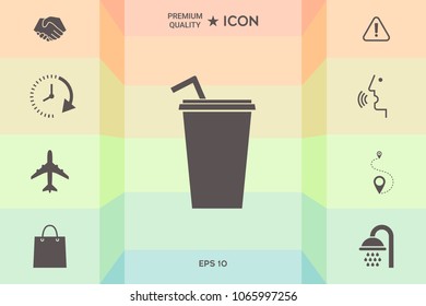 Paper cup with drinking straw icon