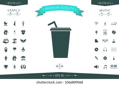 Paper cup with drinking straw icon