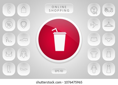 Paper cup with drinking straw icon