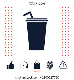Paper cup with drinking straw icon