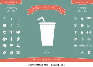 Paper cup with drinking straw icon