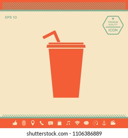 Paper cup with drinking straw icon