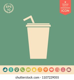 Paper cup with drinking straw icon