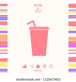 Paper cup with drinking straw icon