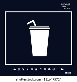 Paper cup with drinking straw icon