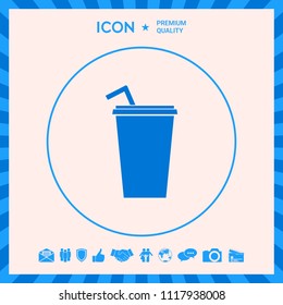 Paper cup with drinking straw icon