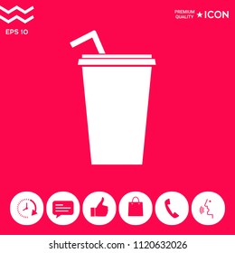 Paper cup with drinking straw icon