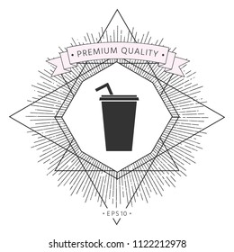 Paper cup with drinking straw icon