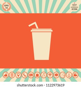 Paper cup with drinking straw icon