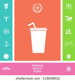 Paper cup with drinking straw icon