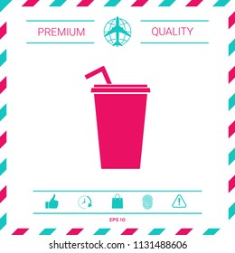 Paper cup with drinking straw icon