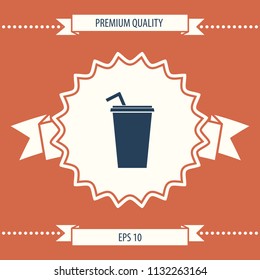 Paper cup with drinking straw icon