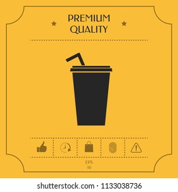 Paper cup with drinking straw icon