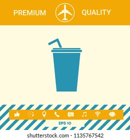 Paper cup with drinking straw icon