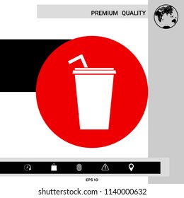 Paper cup with drinking straw icon