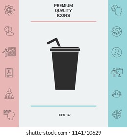 Paper cup with drinking straw icon