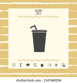 Paper cup with drinking straw icon