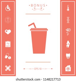 Paper cup with drinking straw icon