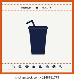 Paper cup with drinking straw icon