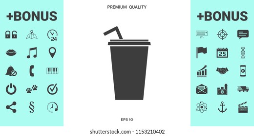 Paper cup with drinking straw icon