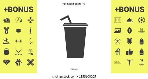 Paper cup with drinking straw icon