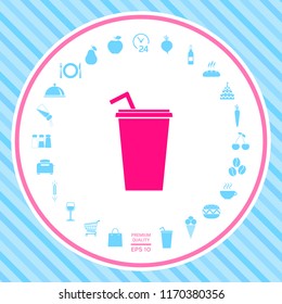 Paper cup with drinking straw icon