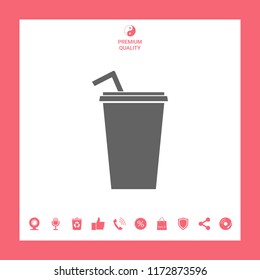 Paper cup with drinking straw icon