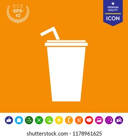 Paper cup with drinking straw icon