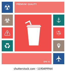 Paper cup with drinking straw icon
