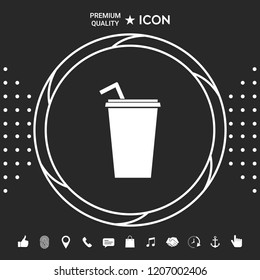 Paper cup with drinking straw icon